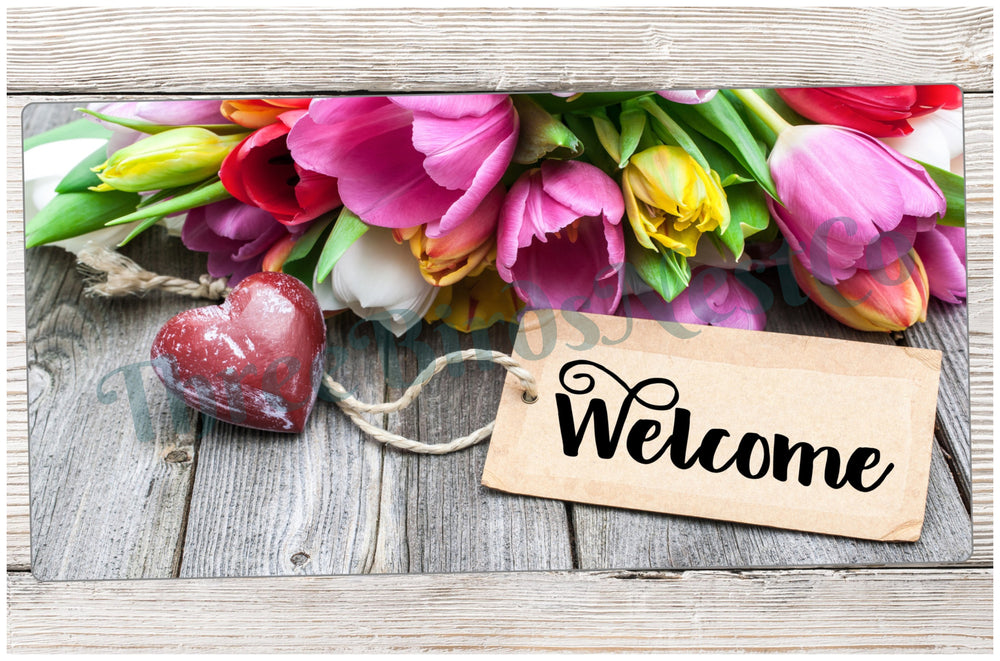 Welcome Wreath Sign - Tulip Sign - Tulips Wreath - Tulip Wreath - Spring Wreath Signs - Summer Wreath Signs