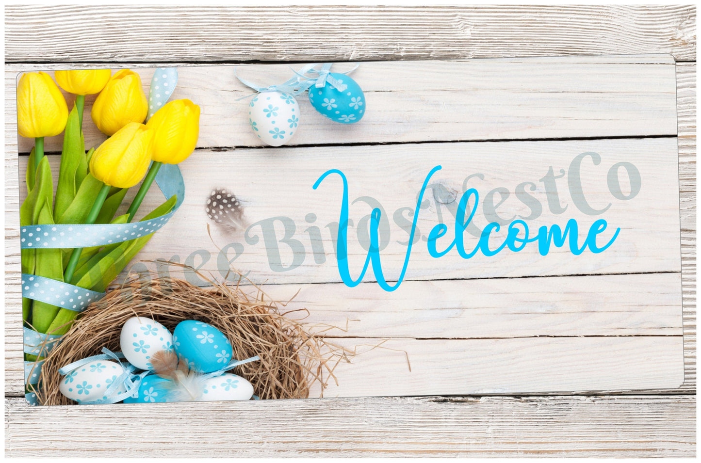 Yellow Tulips and Easter Eggs Welcome