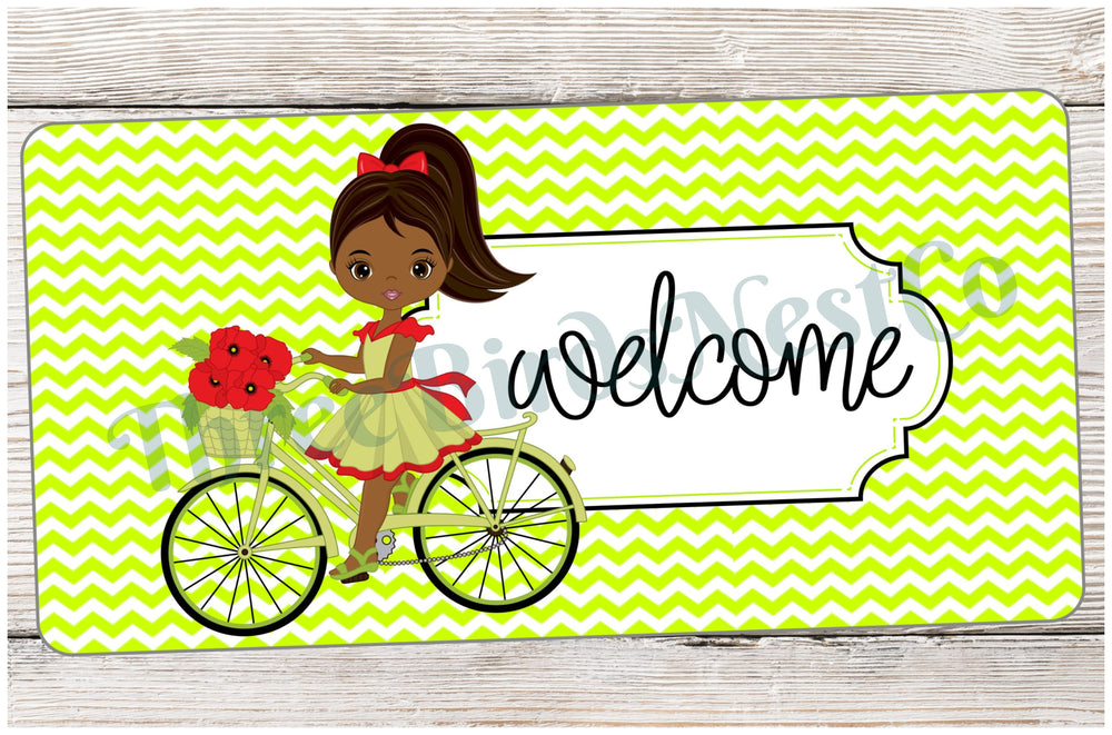 African American Girl Bicycle Welcome