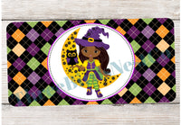 
              African American Witch in Moon Halloween Sign
            