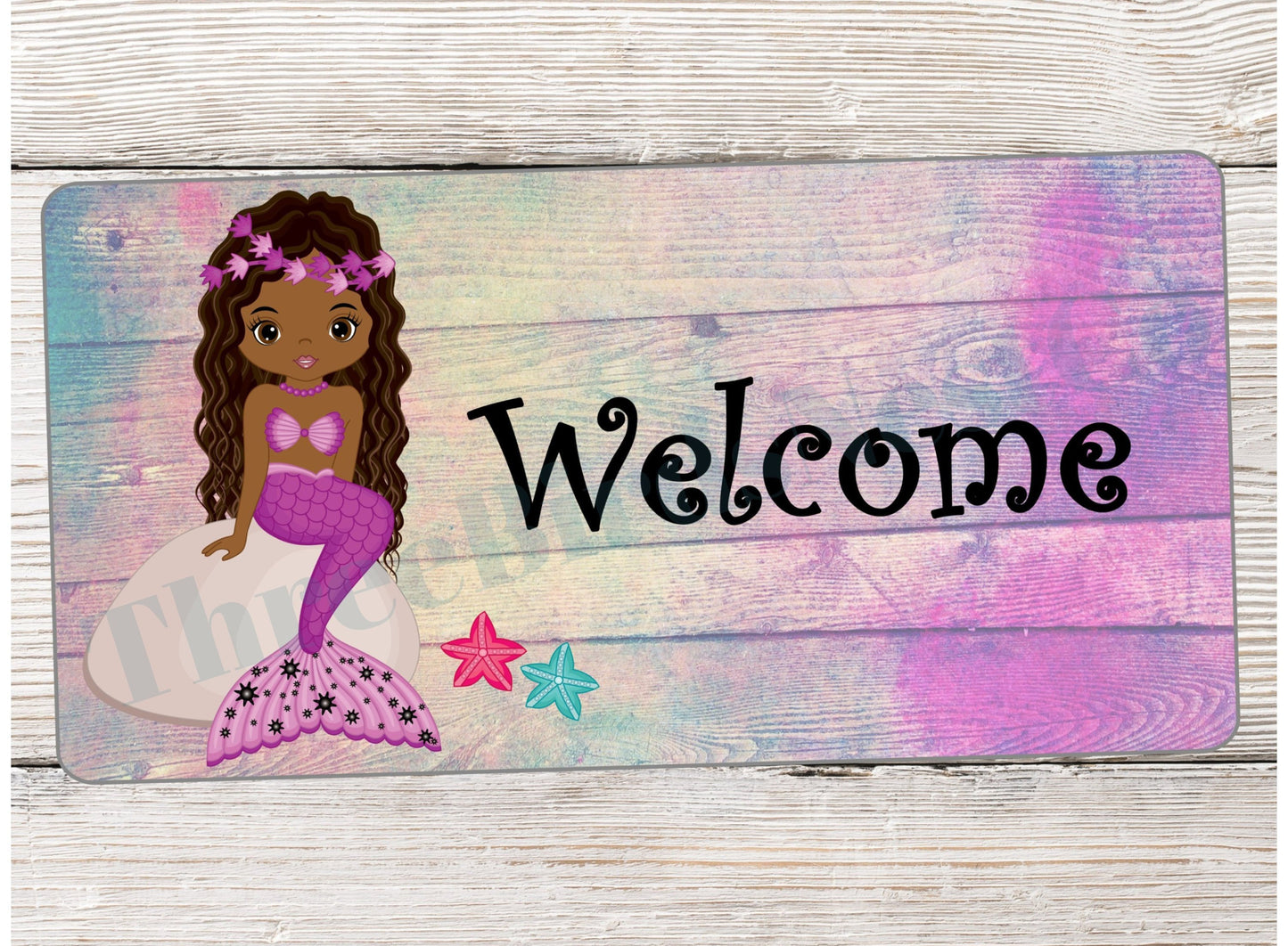 African American Mermaid Welcome Sign