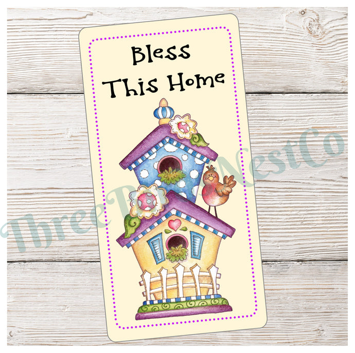 Spring Wreath Signs - Bless This Home Sign - Bless This Home Wreath - Birdhouse Sign - Birdhouse Decor - Bless This Home