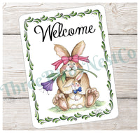 
              Welcome Bunny Leaf Border Sign
            
