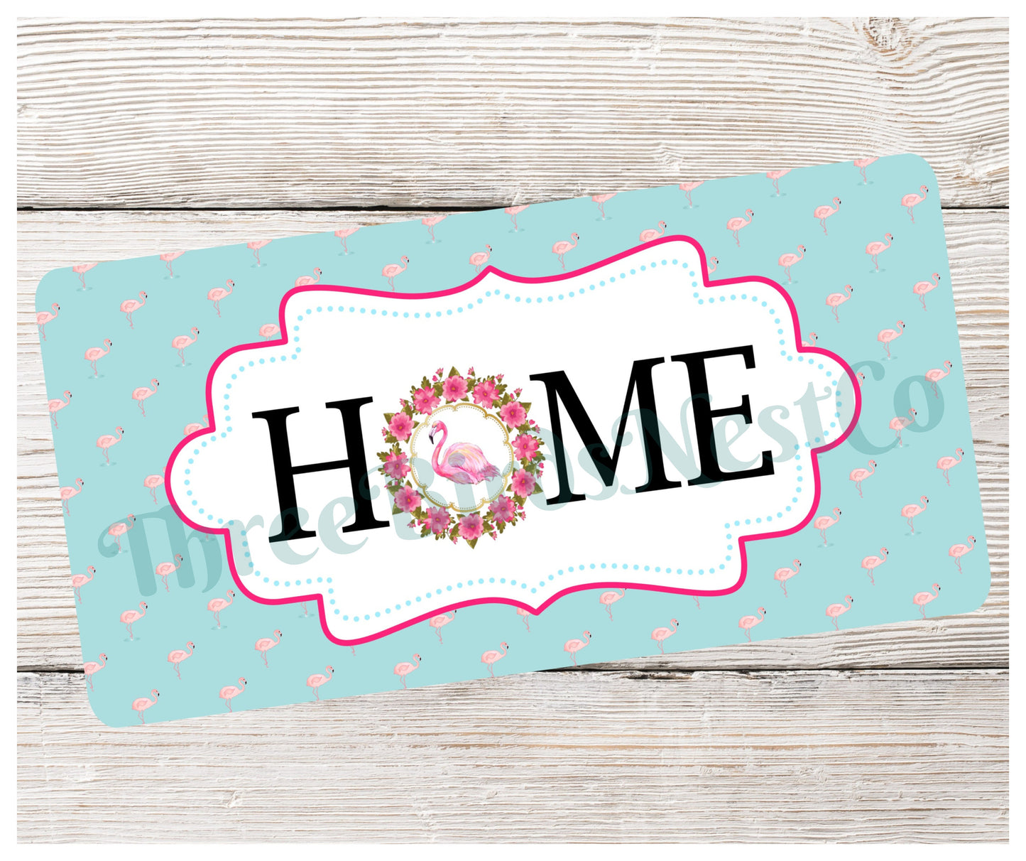 Flamingo Wreath Home Sign