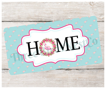 Flamingo Wreath Home Sign