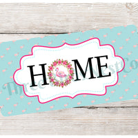 Flamingo Wreath Home Sign