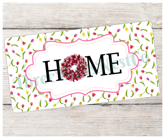 Home Wreath Sign - Tulip Sign - Tulips Wreath - Pink Tulip Wreath - Spring Wreath Signs - Summer Wreath Signs