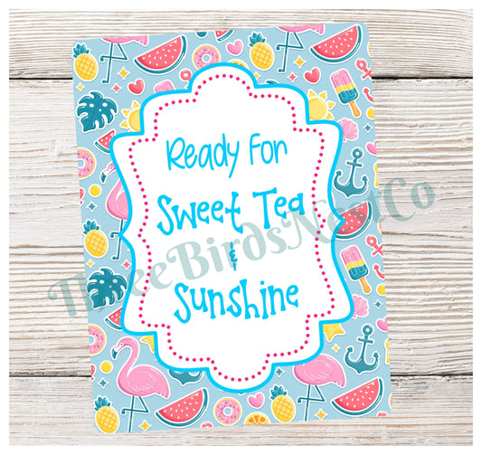 Sweet Tea and Sunshine Sign - Beach Wreath Sign - Flamingo Sign - Summer Wreath Signs - Sweet Tea Sign
