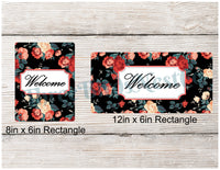 
              Roses on Black Welcome Sign
            