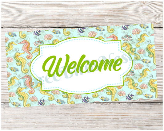 Beach Wreath Sign - Seahorse Sign - Seahorse Wreath - Seahorse Decor - Beach Wreath - Beach Decor - Beach Sign