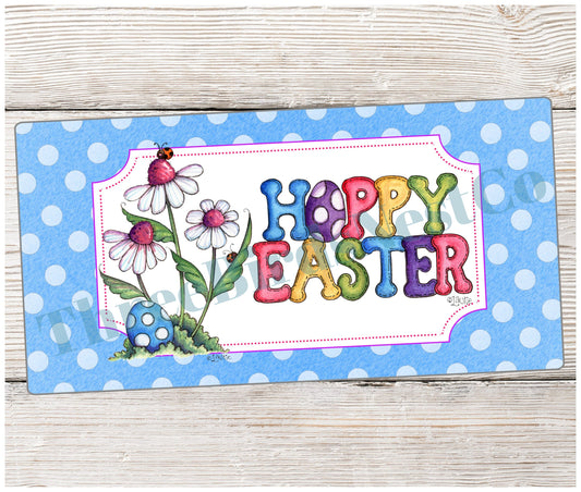 Happy Easter Word Art on Dots Sign