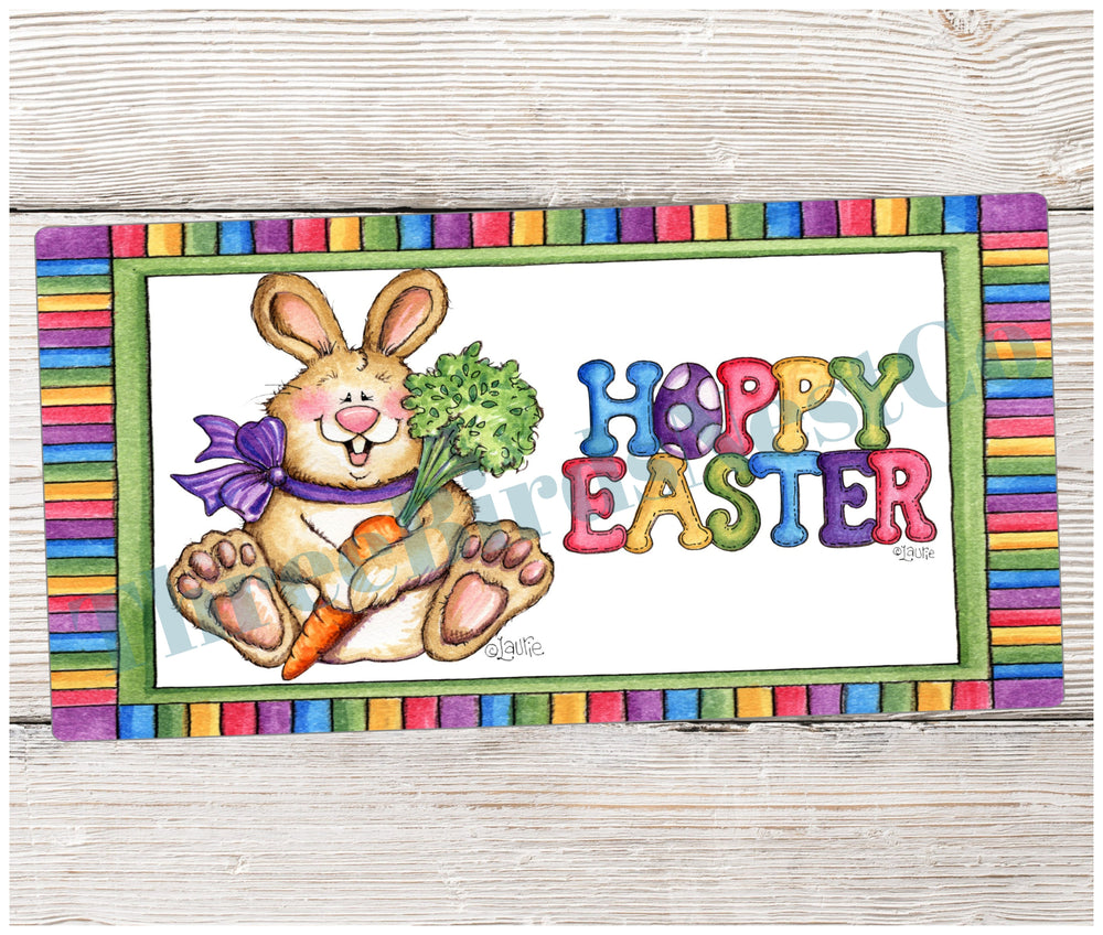 Happy Easter Bunny Bright Stripes Sign