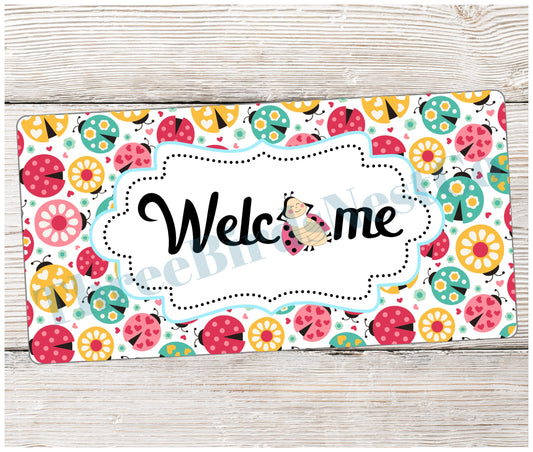 Pastel Ladybug Welcome Sign