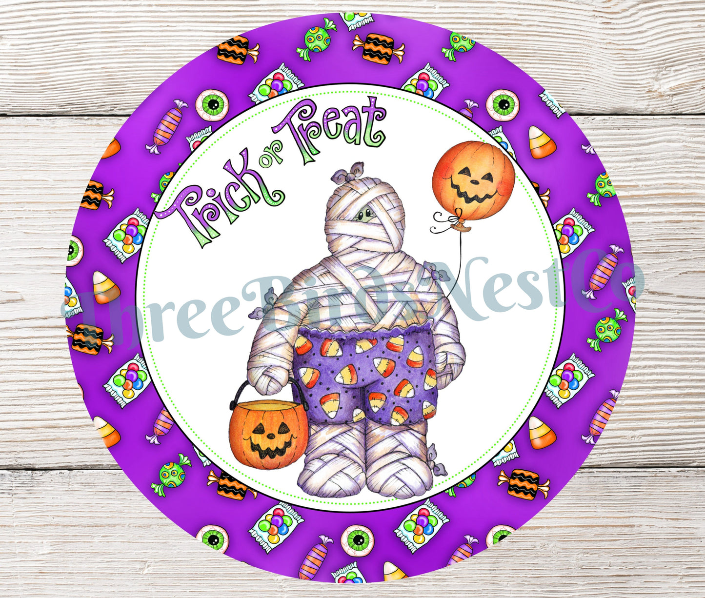 Trick or Treat Halloween Mummy Sign