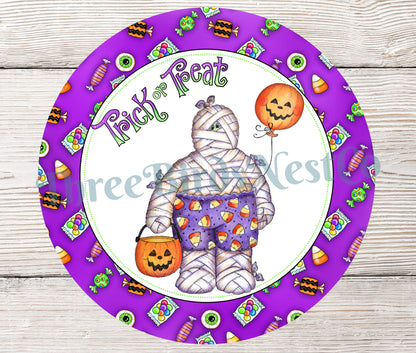 Trick or Treat Halloween Mummy Sign