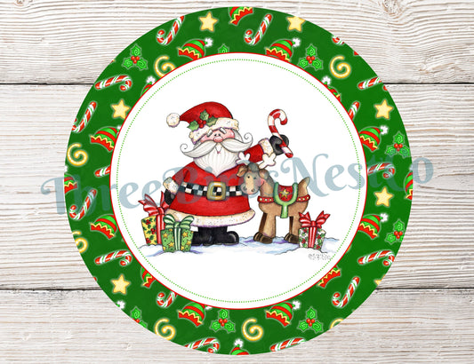 Santa and Reindeer Christmas Sign