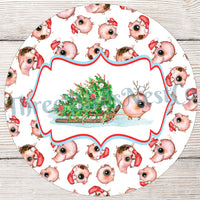 Christmas Tree Pig Sign