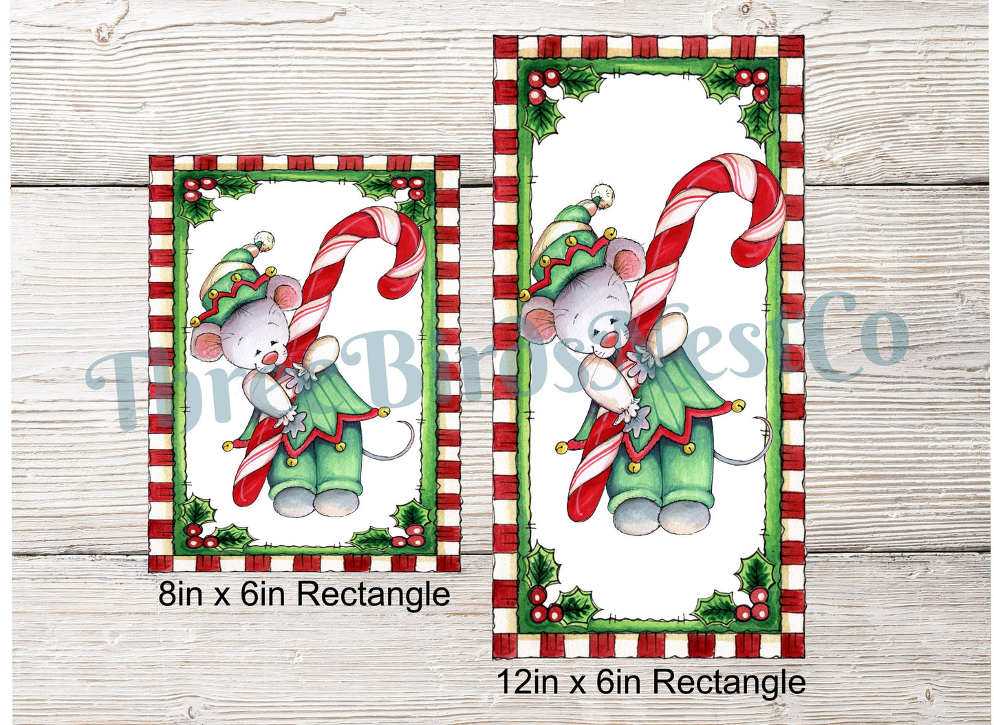 Christmas Candy Cane Mouse Sign