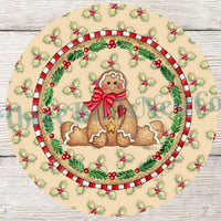 Christmas Wreath Sign - Gingerbread Man Sign - Winter Wreath Signs - Candy Cane Sign - Christmas Signs - Christmas Cookies - Christmas Holly
