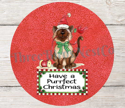Christmas Cat - Cat Wreath Sign - Winter Sign - Welcome Wreath Sign - Christmas Wreath Signs - Welcome Winter Sign