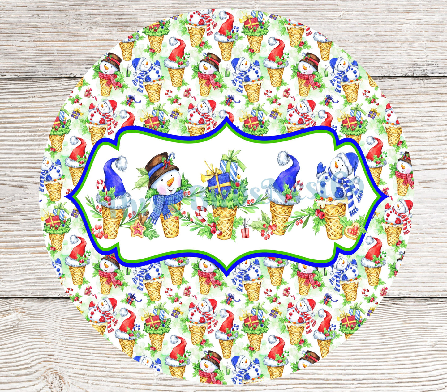 Christmas Snowmen Ice Cream Cones Sign