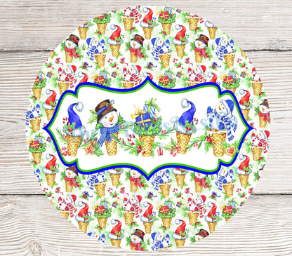 Christmas Snowmen Ice Cream Cones Sign