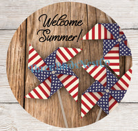 
              Welcome Summer Patriotic Pinwheels Sign
            