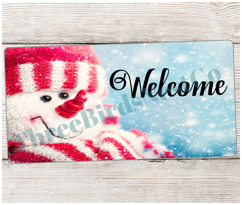 Snowman Sign - Welcome Wreath Sign - Christmas Wreath Signs - Welcome Winter Sign - Christmas Signs - Welcome Wreath Signs