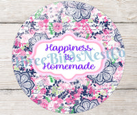 
              Happiness is Homemade Floral Sign
            