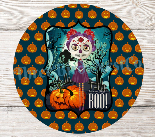 Boo Zombie Girl Halloween Sign