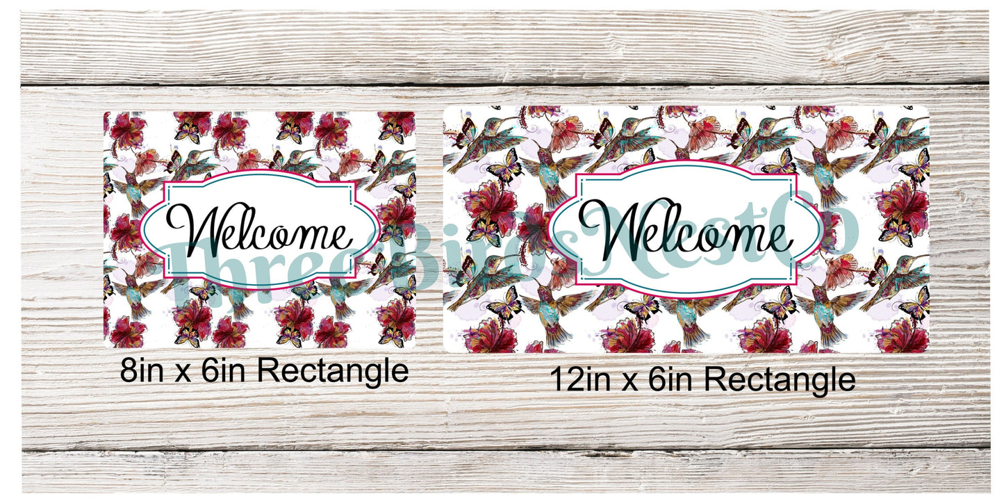 Watercolor Hummingbirds Welcome Sign