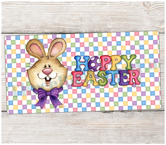 Happy Easter Bunny Face on Blocks Sign