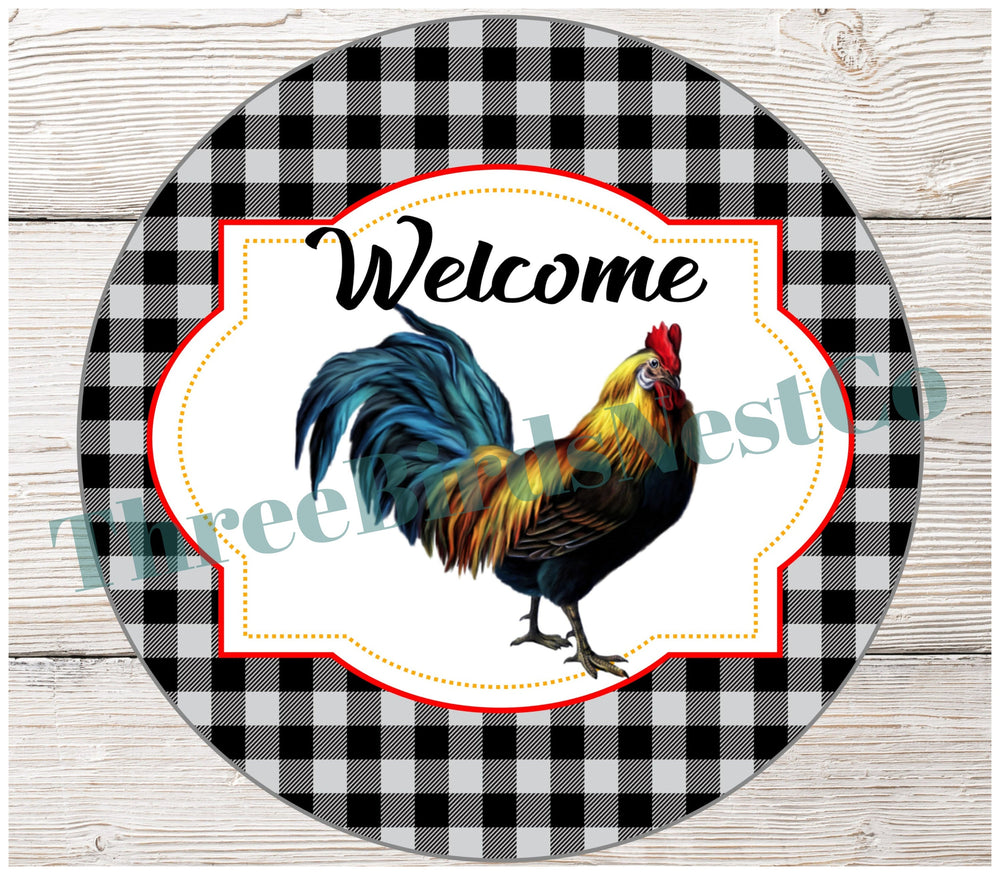 Watercolor Rooster Welcome Sign