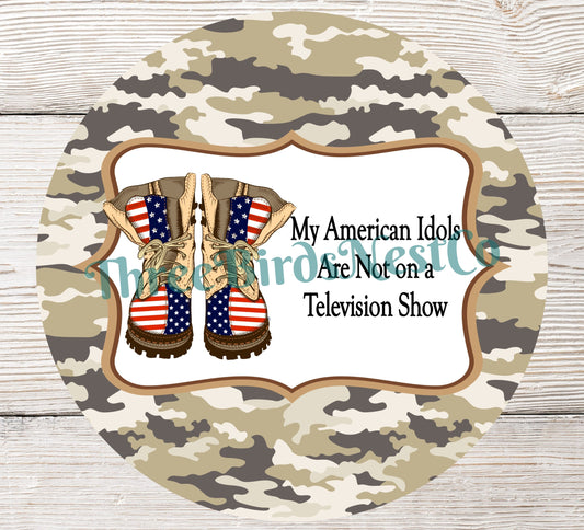 American Flag Military Boots Wreath Signs