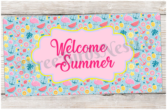 Welcome Summer Flamingo Sweets Sign