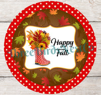 
              Happy Fall Floral Boot on Dots Sign
            