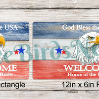 God Bless the USA Patriotic Eagle Welcome Sign