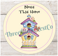 
              Spring Wreath Signs - Bless This Home Sign - Bless This Home Wreath - Birdhouse Sign - Birdhouse Decor - Bless This Home
            