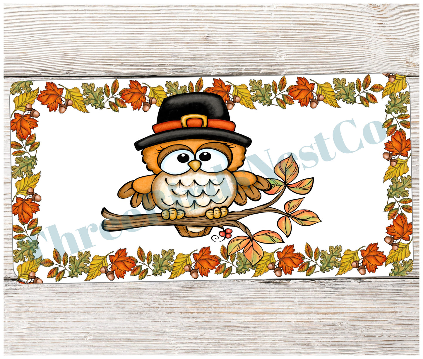 Pilgrim Hat Owl Fall Sign