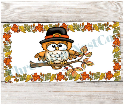Pilgrim Hat Owl Fall Sign