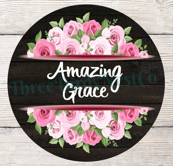 Amazing Grace Sign - Religious Wreath Signs - Christian Wreath Sign - Floral Wreath Sign - Amazing Grace Wreath