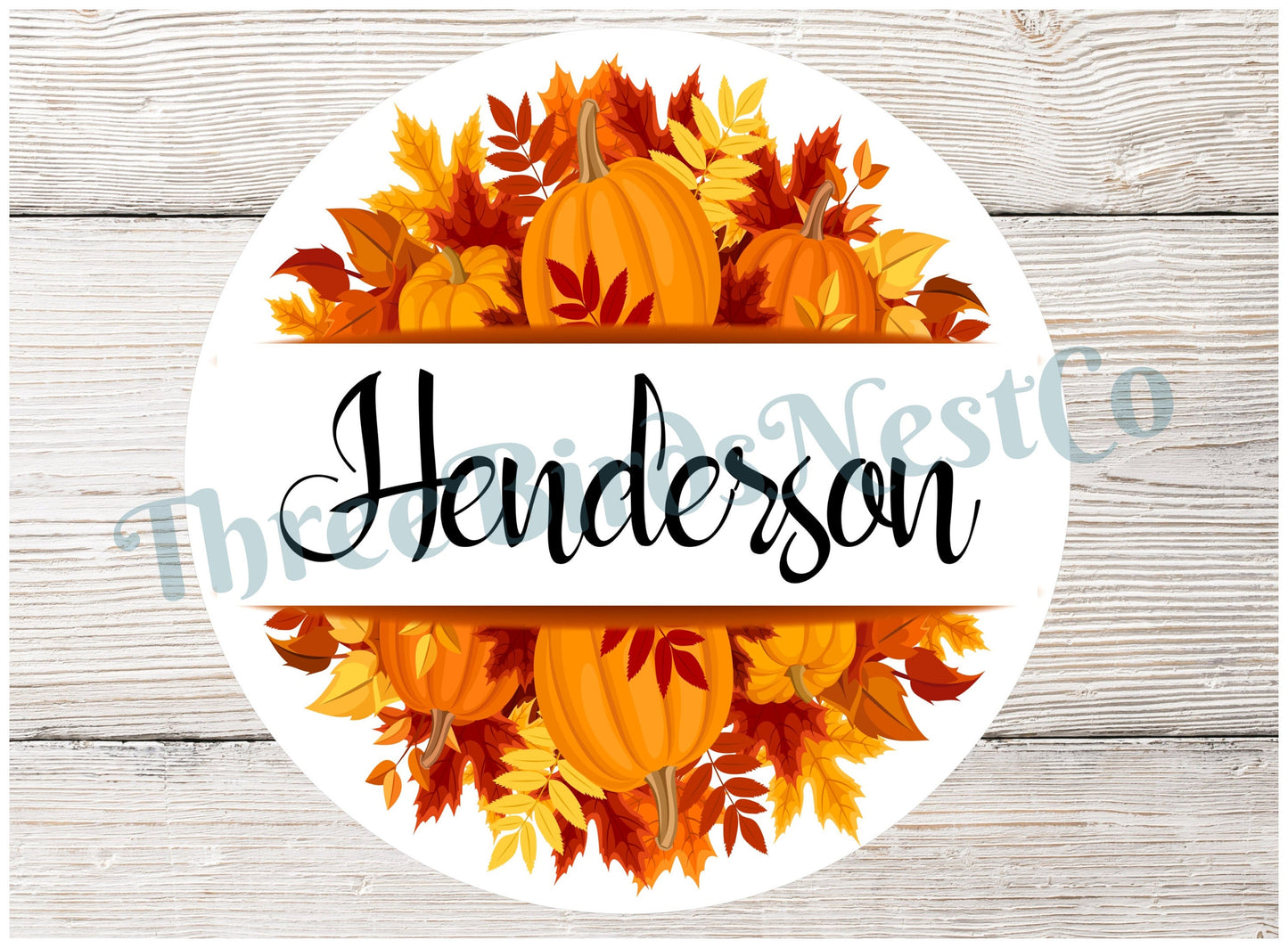 Personalized Pumpkins and Leave Fall Sign