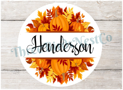 Personalized Pumpkins and Leave Fall Sign
