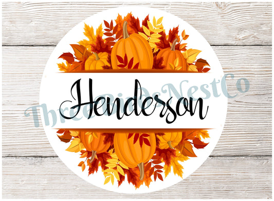 Personalized Pumpkins and Leave Fall Sign