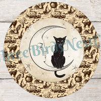 Vintage Black Cat in Moon Halloween Sign