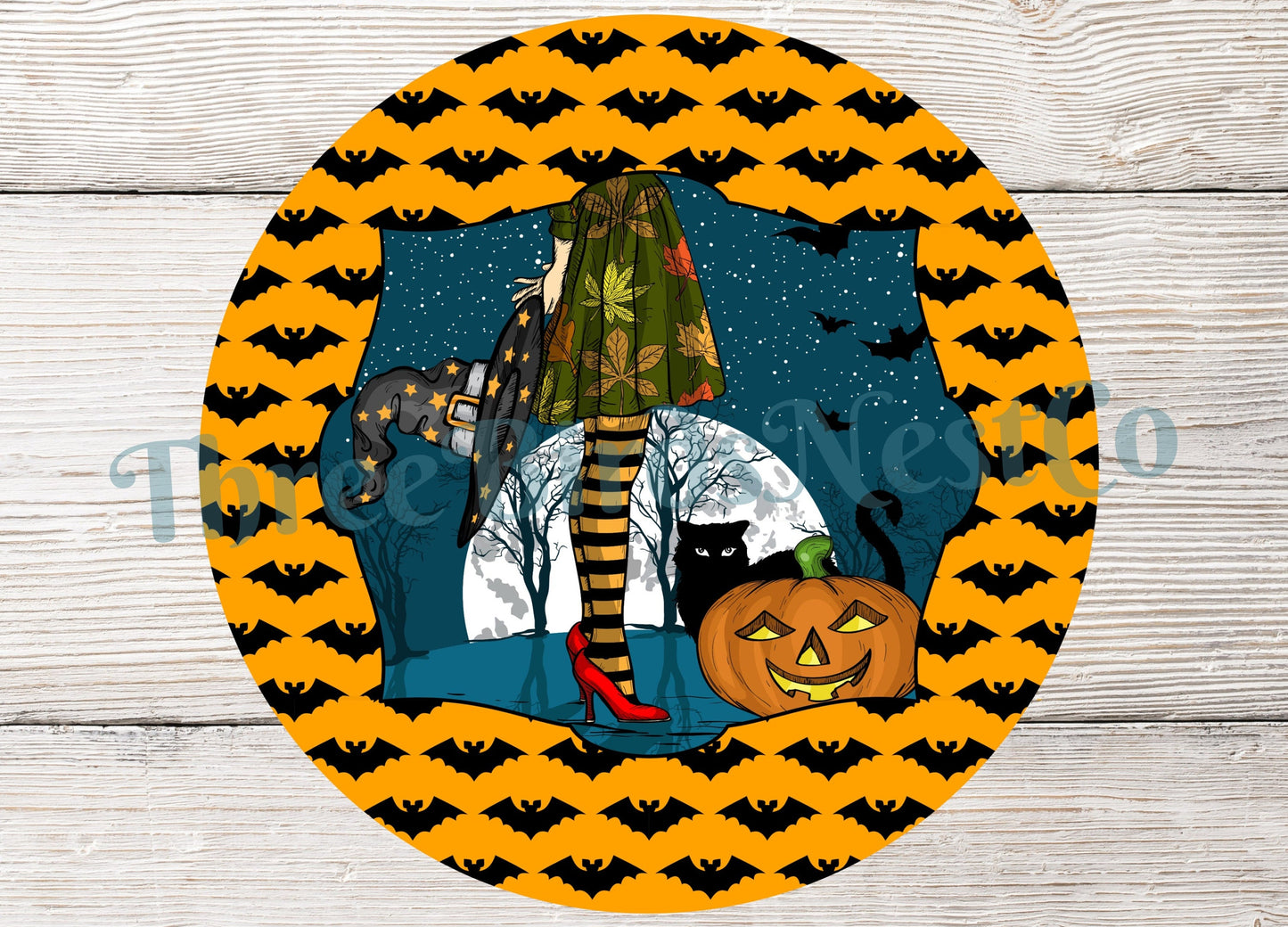 Halloween Witch Legs and Jack O Lantern Sign