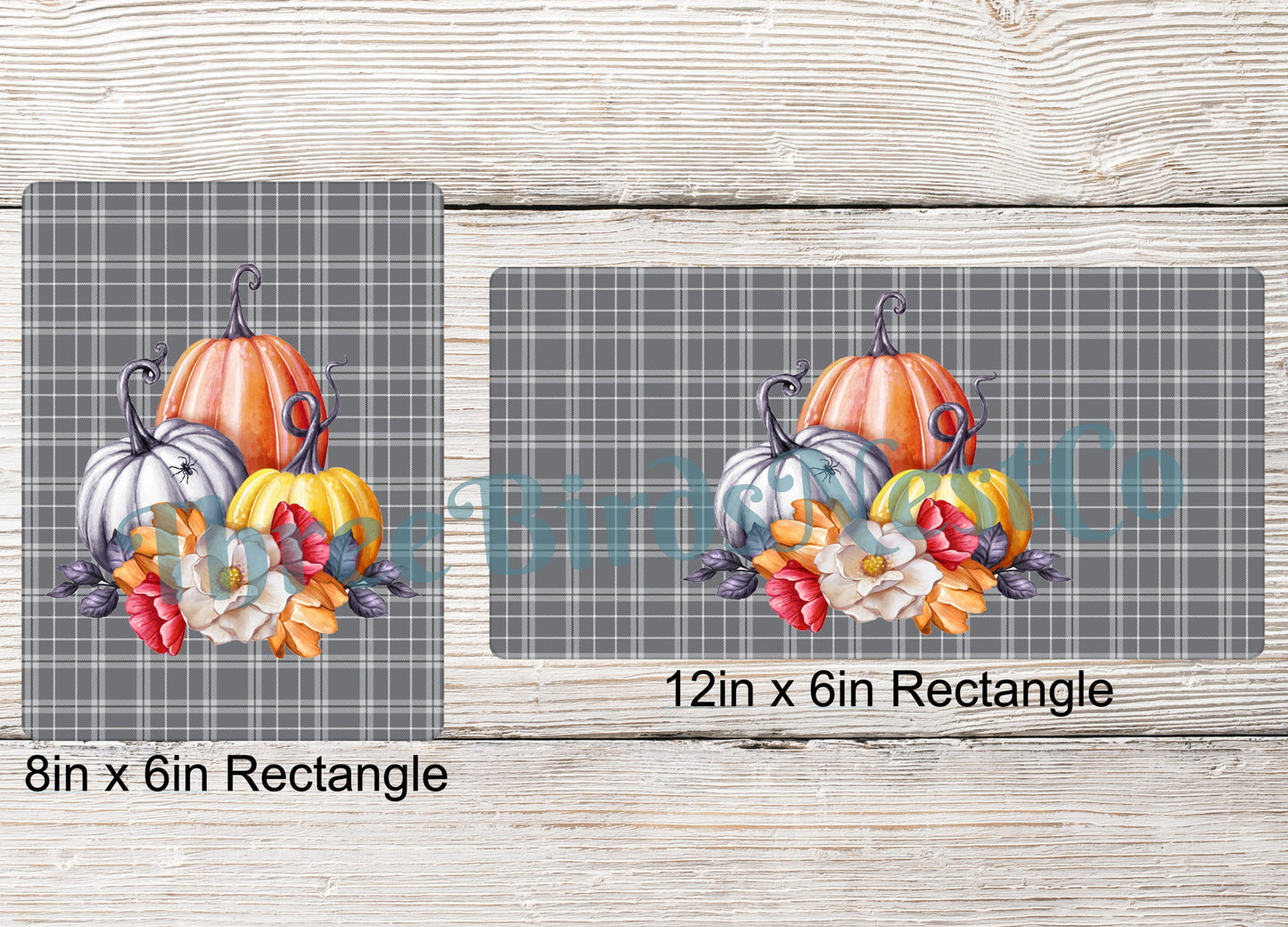 Watercolor Pumpkins with Spider Web on Gray Sign