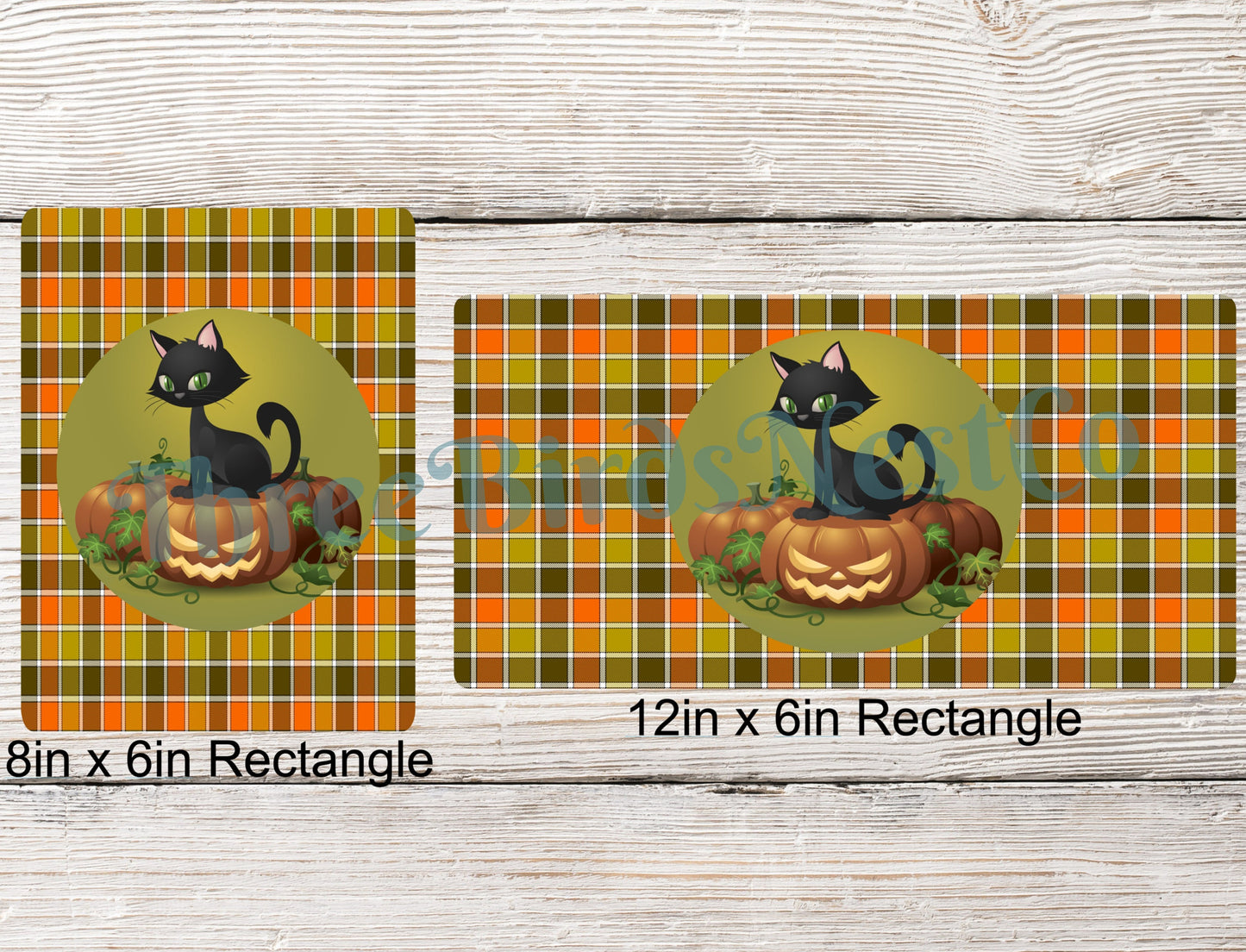 Black Cat Jack O Lantern Plaid Checks Sign