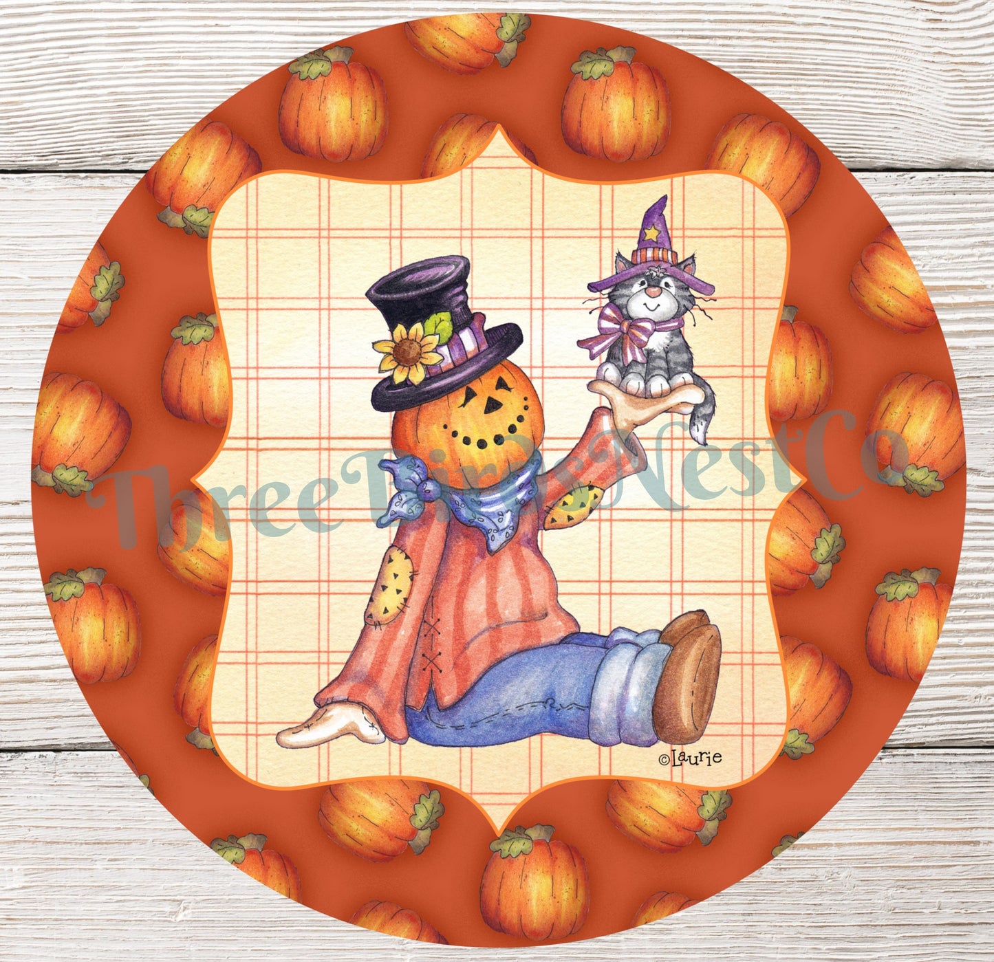 Jack Scarecrow and Kitten Fall Sign