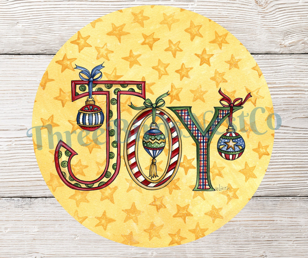 Joy Christmas Word Art on Stars Sign